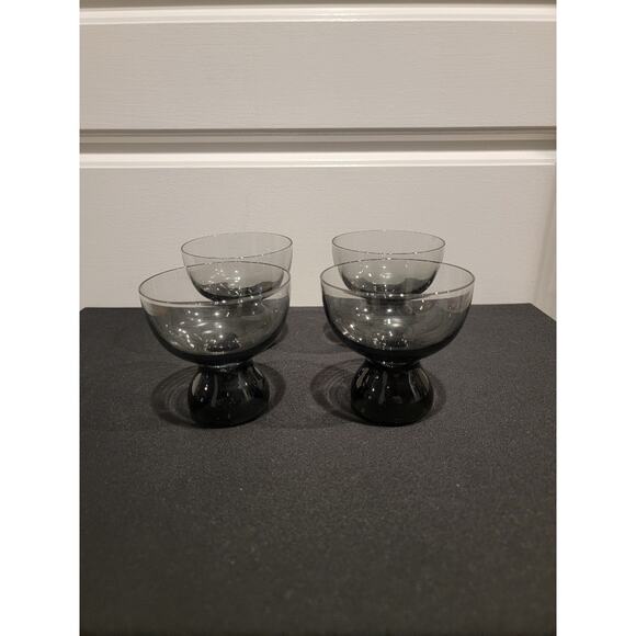 MCM Cocktail Glasses Morgantown Barware Retro Set of 4 Smoke Gray Black - Picture 7 of 9